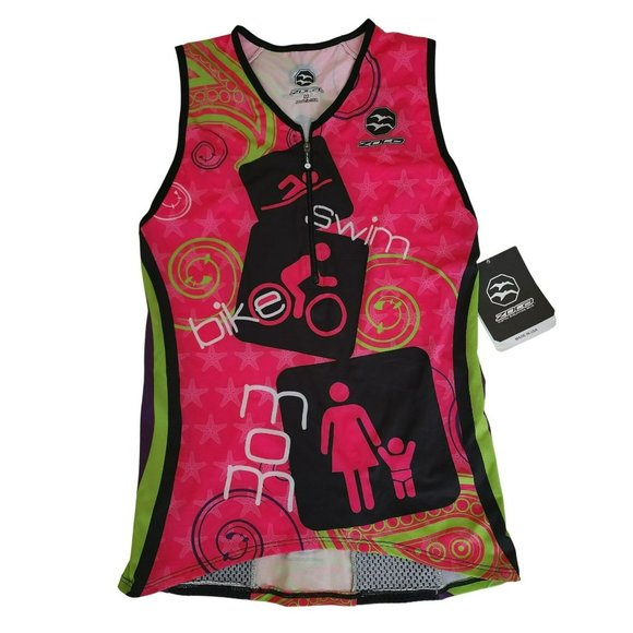 Zoca Women's High Performance Running Cycling Sprint TRI Top Pink Sz Medium NWT - Picture 2 of 7